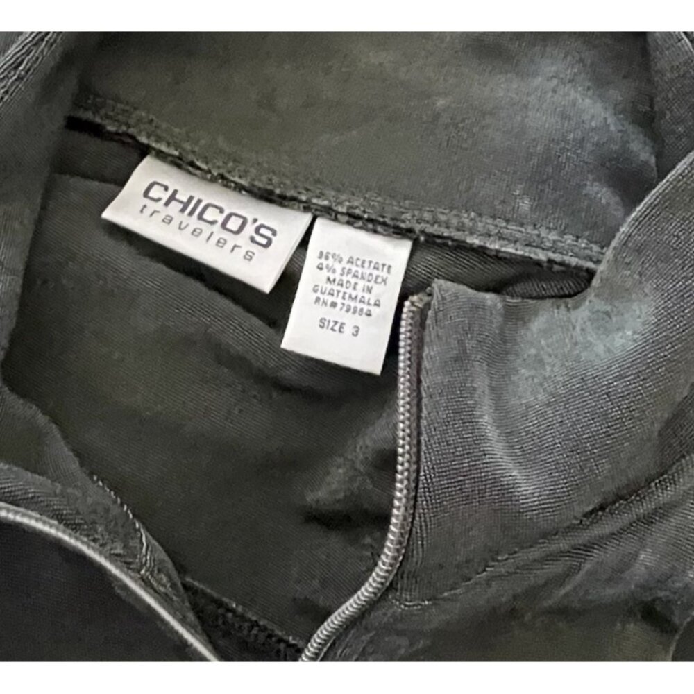 Chico's Travelers XL (3) Moss Green Full Zip Flowy Jacket Travel Lounge Vacay - Picture 7 of 7